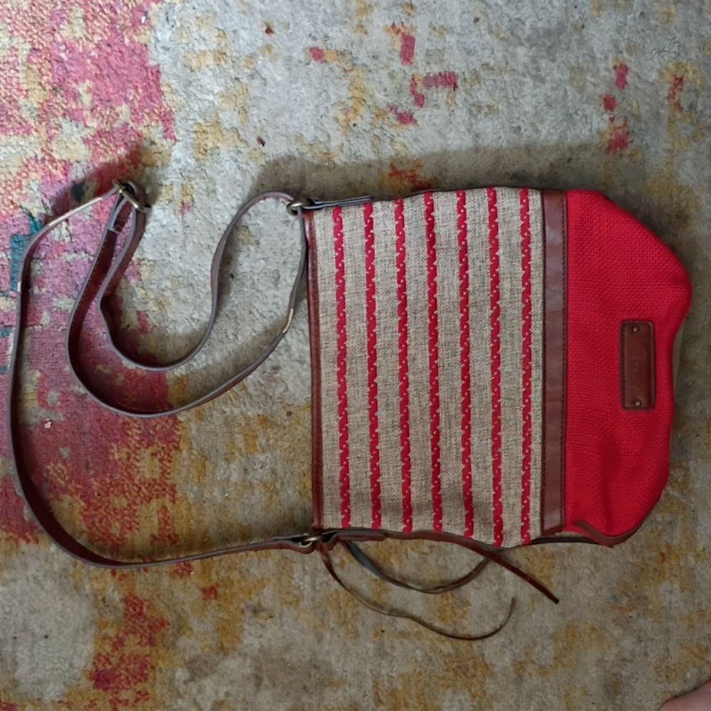Lucky Brand Red and Tan Crossbody Bag